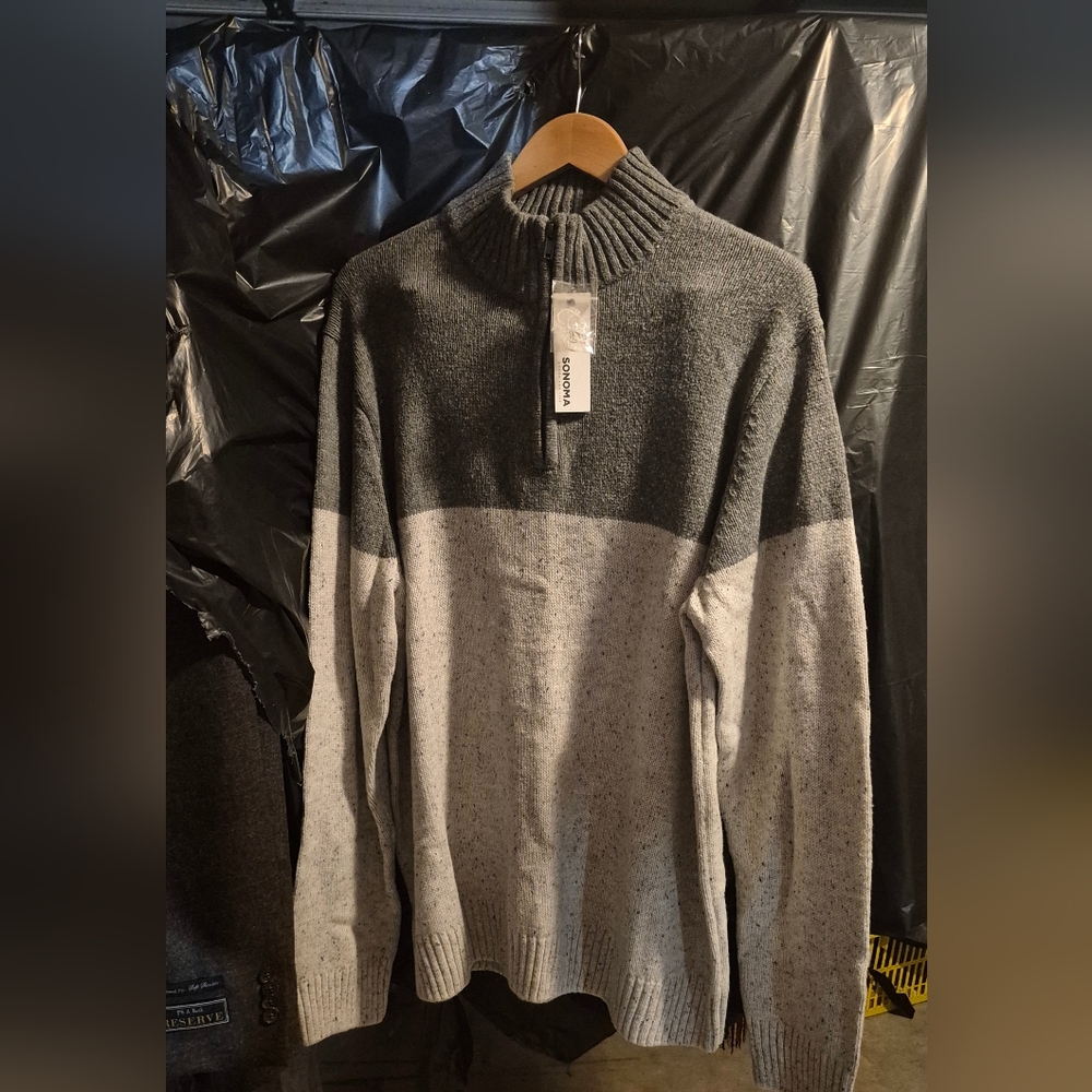 Sonoma Size 2X Men's Dark /Light Gray  Sweater